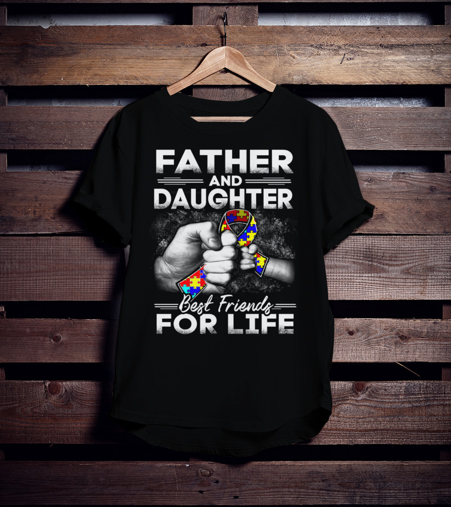 Father And Daughter Best Friends For Life Puzzle Ribbon Unity T-Shirt