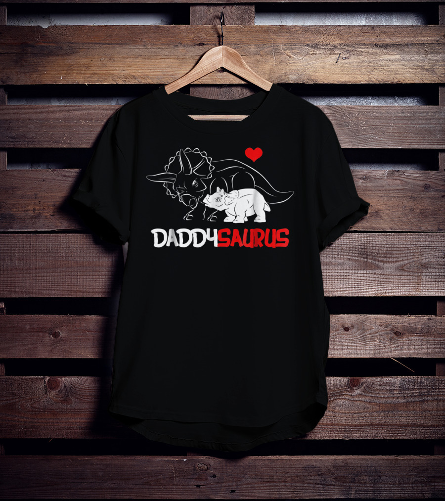 Daddysaurus Triceratops Father Baby Girl Heart T-Shirt
