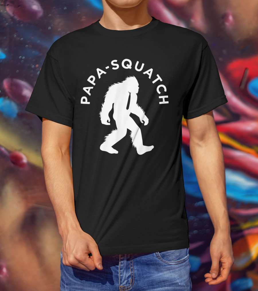 Papa Sasquatch Cute Cryptid Father Bigfoot Walking T-Shirt