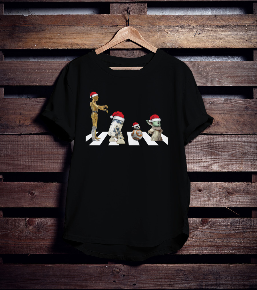 Star Wars Christmas Abbey Road C-3PO R2-D2 BB-8 Baby Yoda T-Shirt
