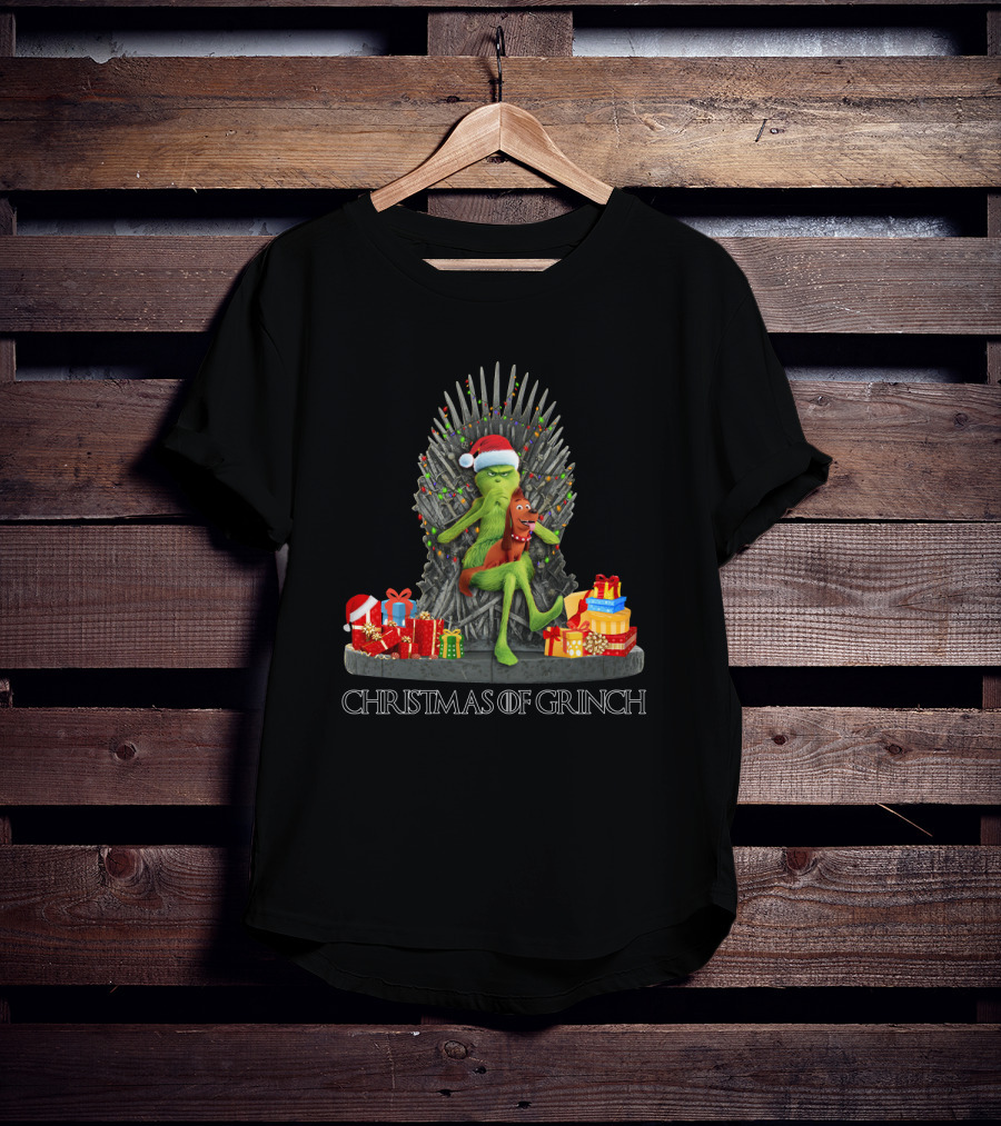 Christmas Of Grinch Iron Throne Santa Hat Gifts T-Shirt