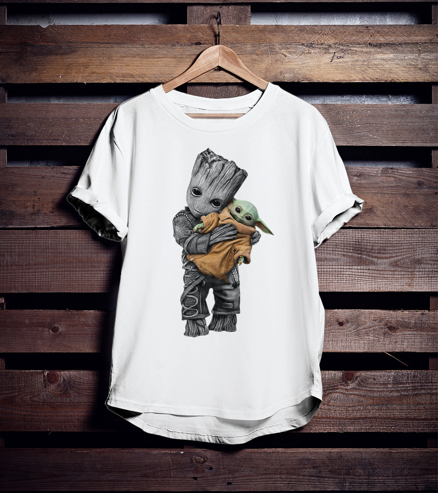 Groot Holding Baby Yoda T-Shirt