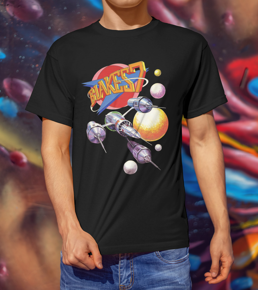 Blake's 7 Annual Retro Sci-Fi Spaceship And Planets T-Shirt