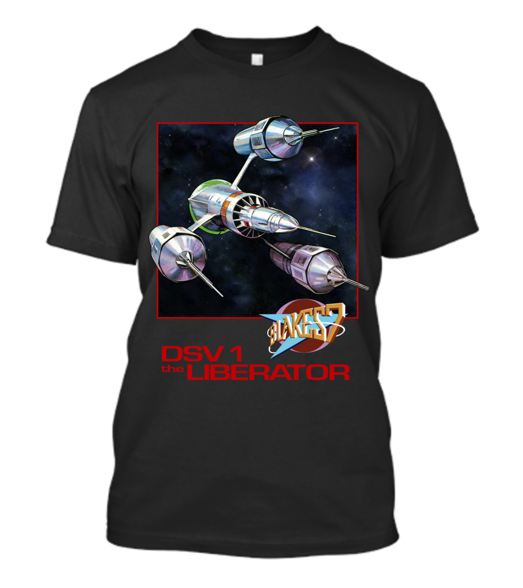 Blake's 7 DSV1 The Liberator Spacecraft In Outer Space T-Shirt