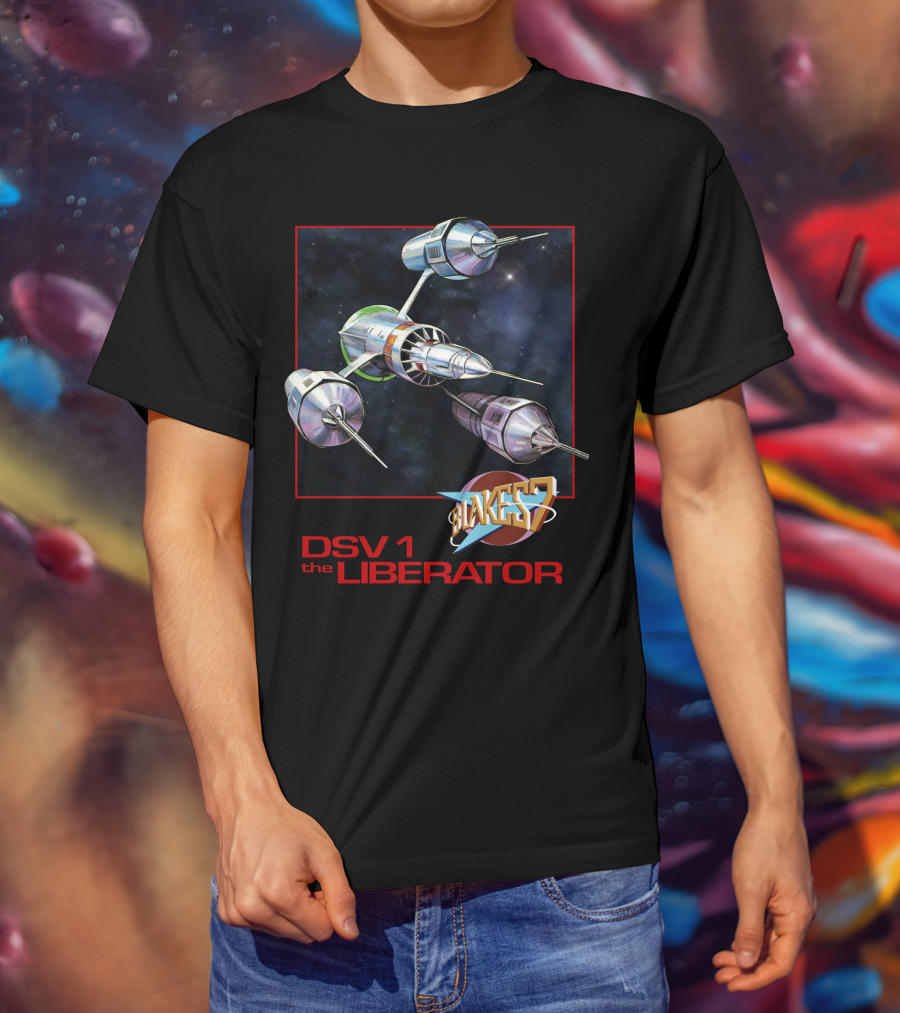 Blake's 7 DSV1 The Liberator Spacecraft In Outer Space T-Shirt