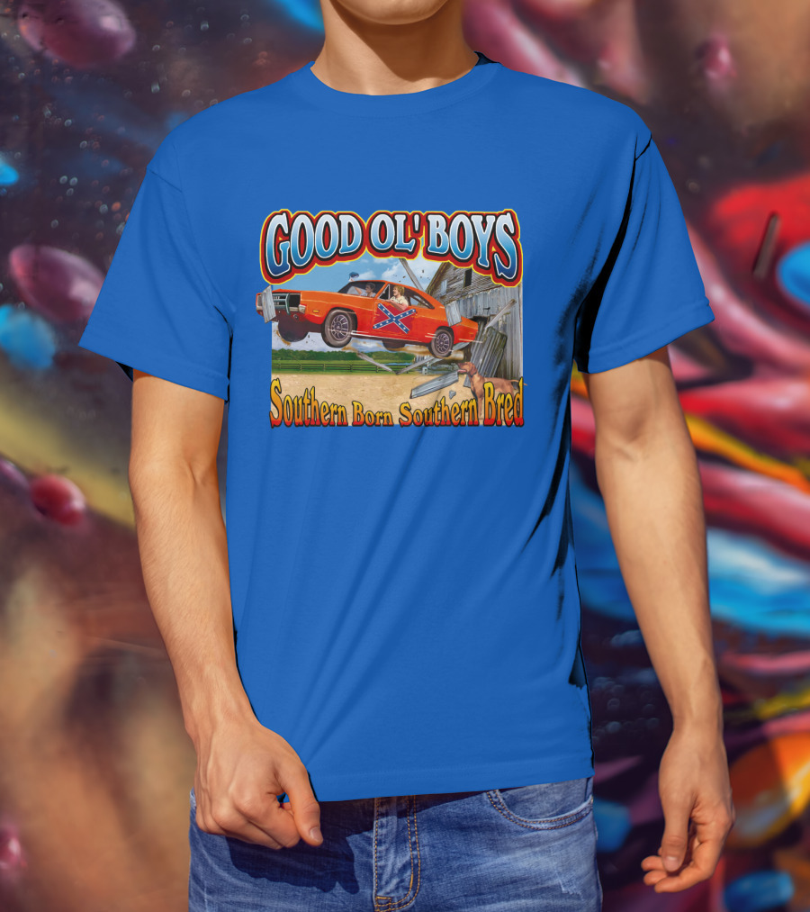Good Ol' Boys Southern Born Southern Bred Dukes Of Hazzard Car Jump Scene T-Shirt