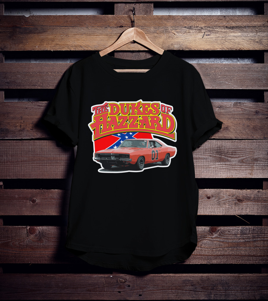 The Dukes Of Hazzard General Lee Car With Confederate Flag T-Shirt