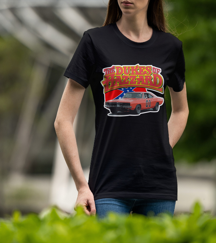 The Dukes Of Hazzard General Lee Car With Confederate Flag T-Shirt