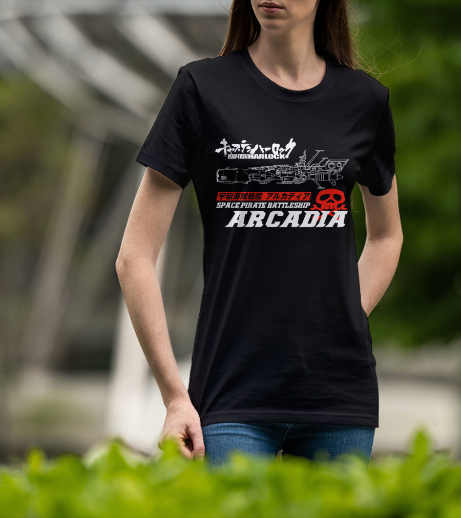 Captain Harlock Space Pirate Battleship Arcadia Skull T-Shirt