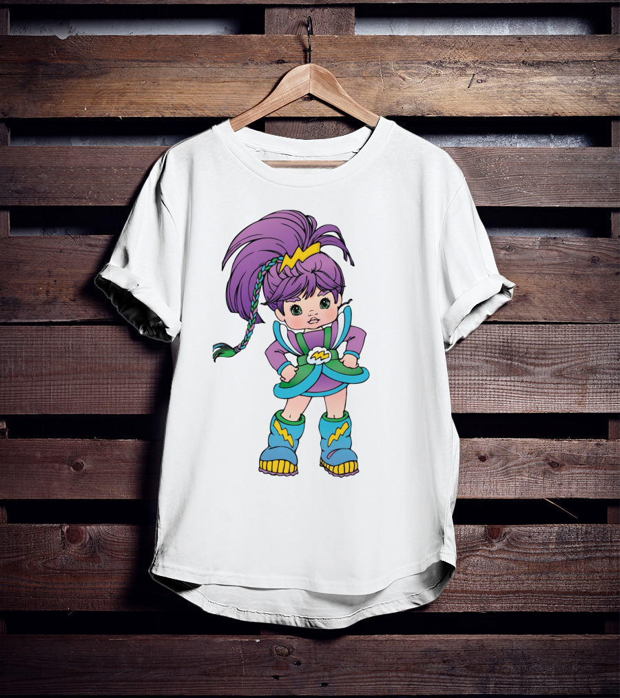 Rainbow Brite Stormy Character With Purple Hair And Lightning Bolt T-Shirt