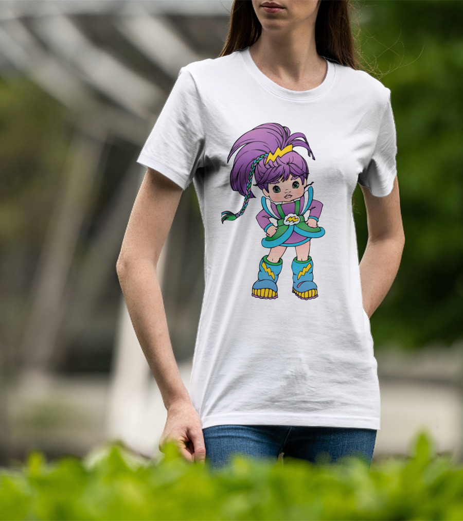 Rainbow Brite Stormy Character With Purple Hair And Lightning Bolt T-Shirt