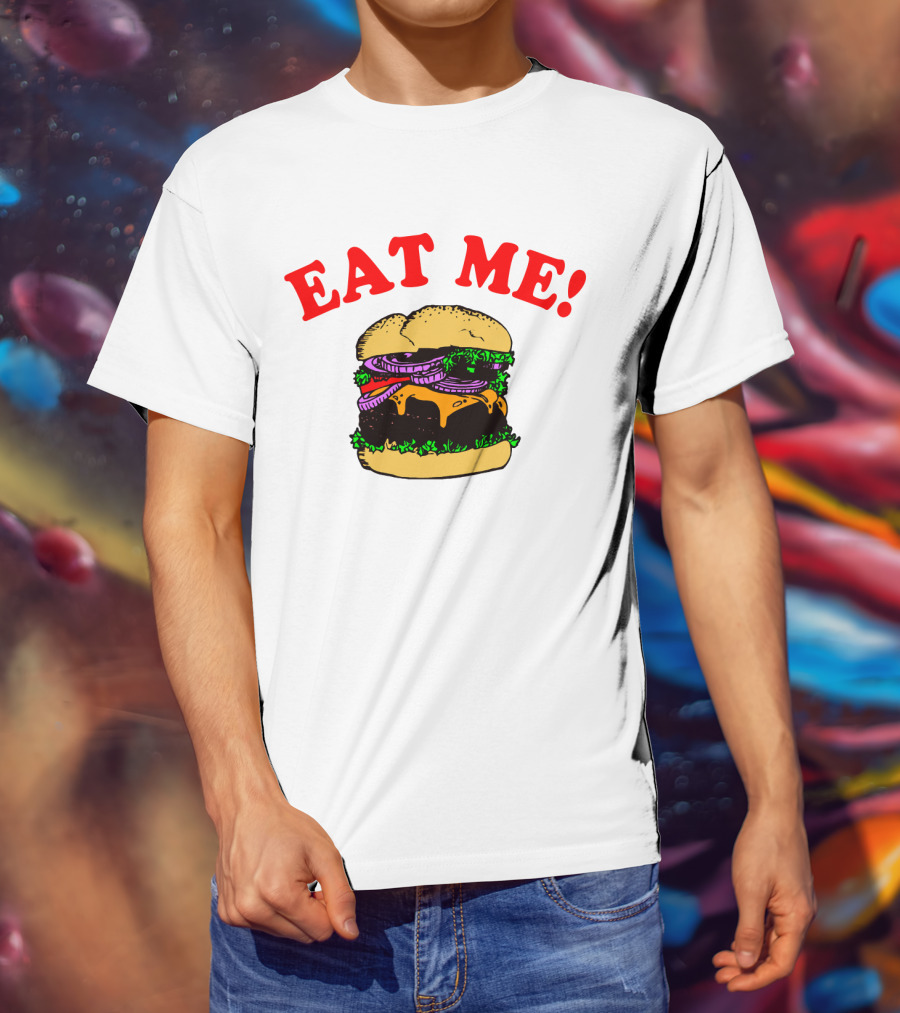 Captain Spaulding Eat Me Burger Text T-Shirt