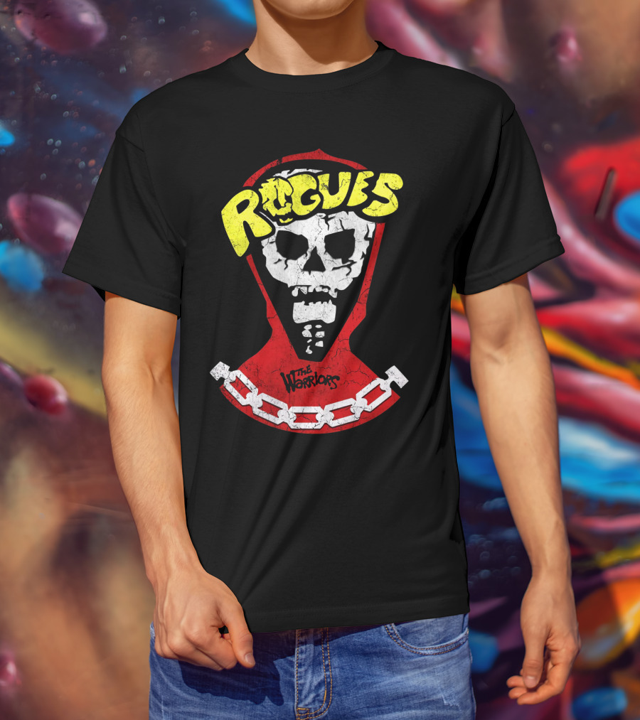 Rogues Skull Mask With Chain And The Warriors T-Shirt