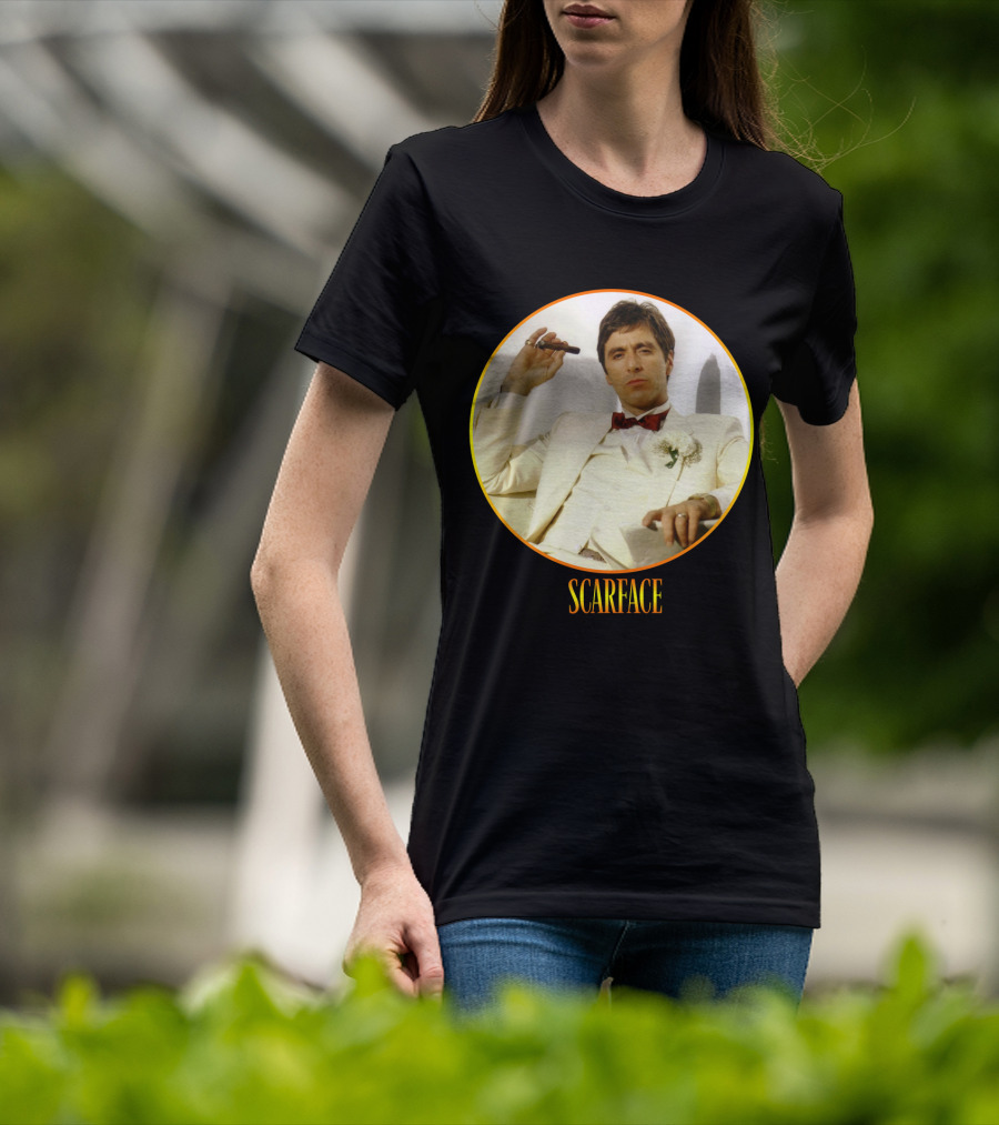 Scarface Iconic Movie Character In Circle Frame T-Shirt