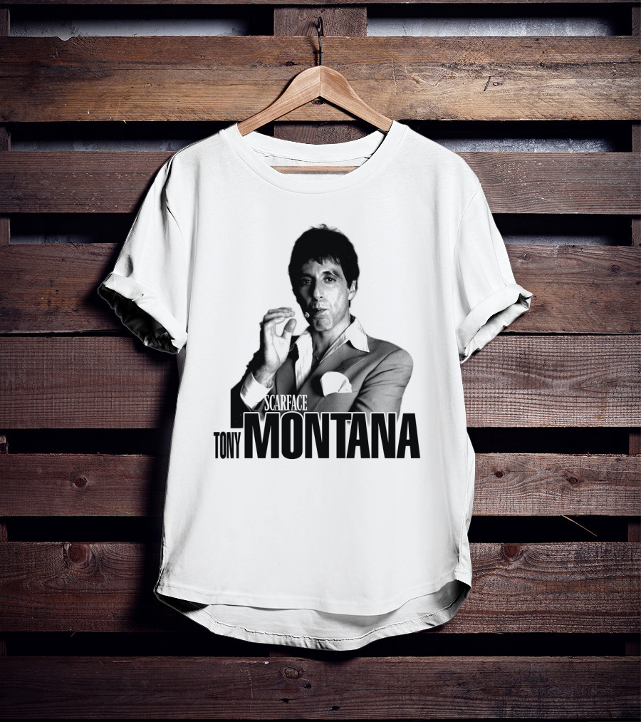 Scarface Tony Montana Cigar Black And White Photo T-Shirt