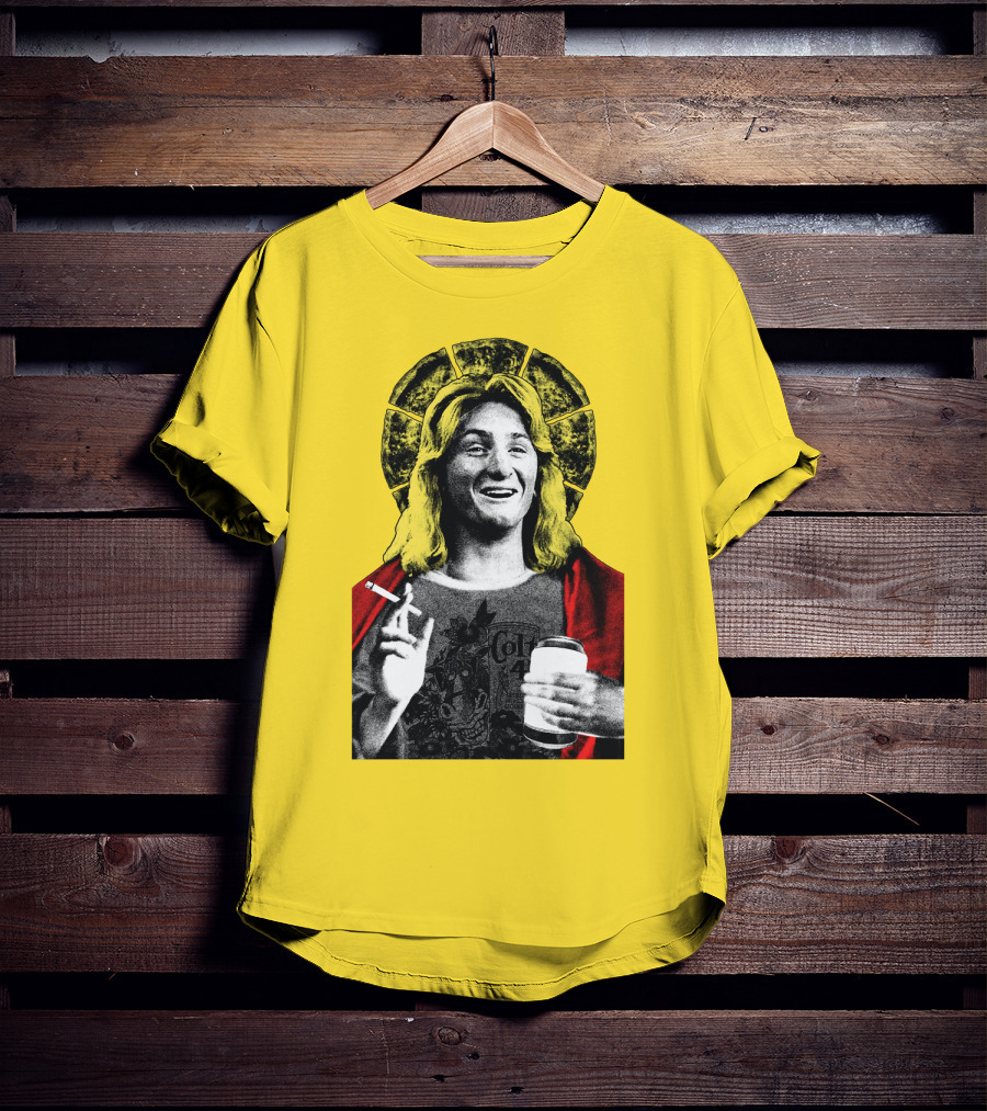 Fast Times At Ridgemont High Jeff Spicoli Halo Smoking And Holding Drink T-Shirt