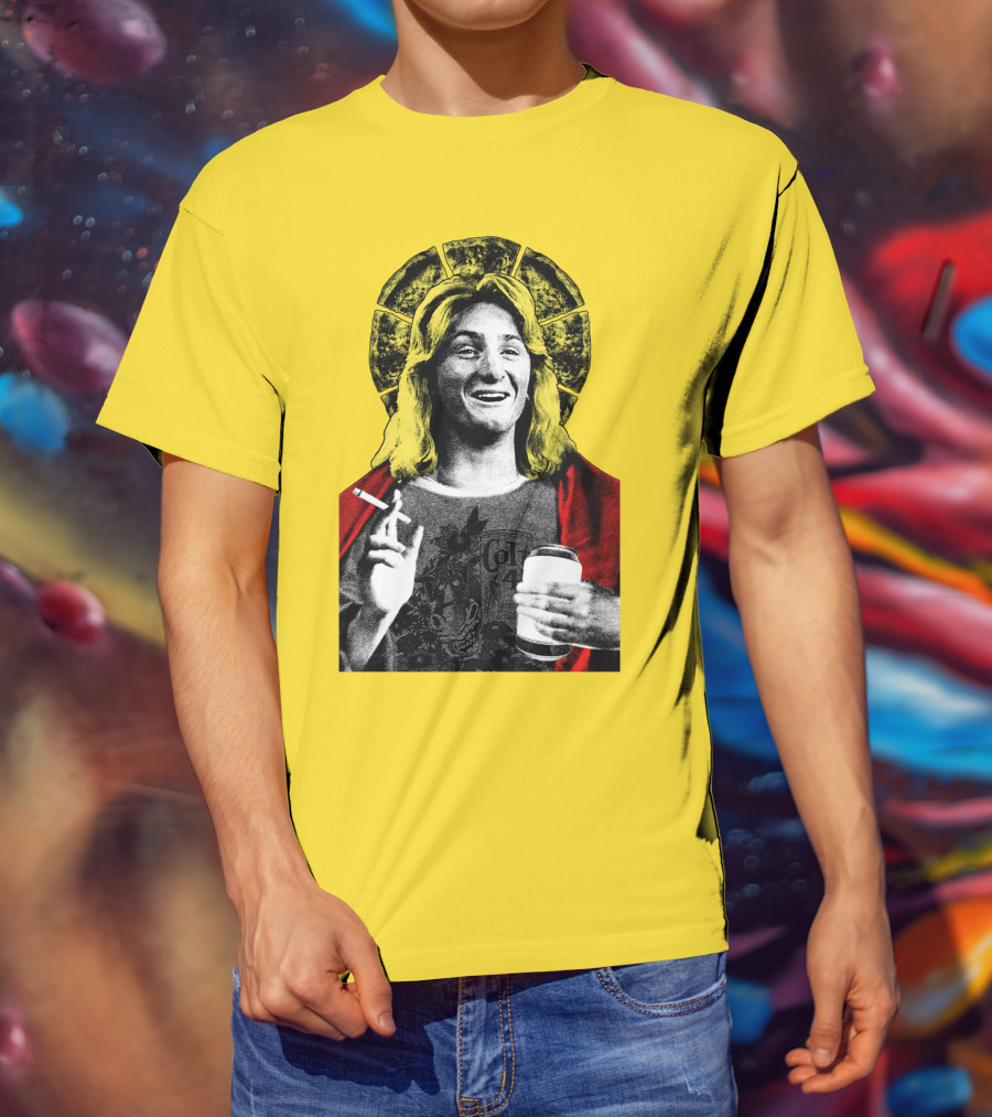 Fast Times At Ridgemont High Jeff Spicoli Halo Smoking And Holding Drink T-Shirt