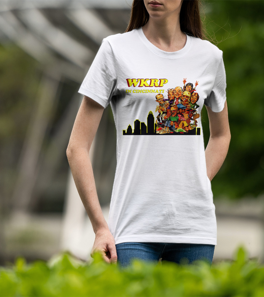 WKRP In Cincinnati Characters And Skyline T-Shirt