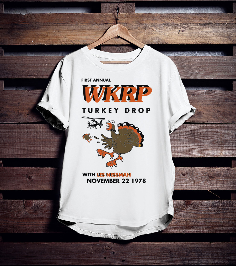 First Annual WKRP Turkey Drop With Les Nessman November 22 1978 T-Shirt
