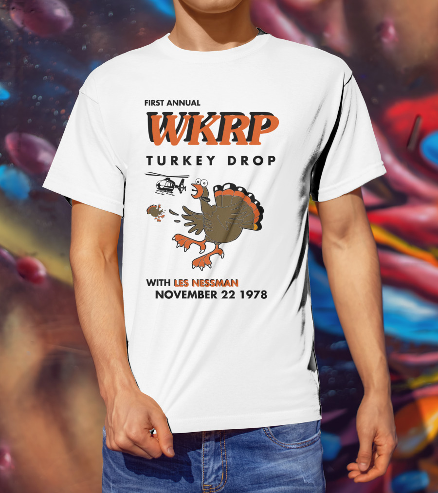 First Annual WKRP Turkey Drop With Les Nessman November 22 1978 T-Shirt