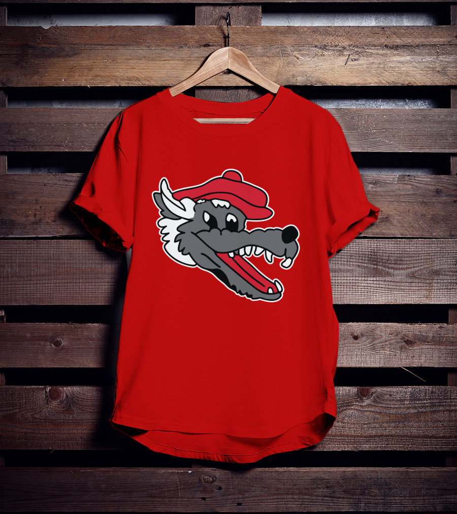 Ridgemont Wolves Cartoon Wolf In Red Beret T-Shirt