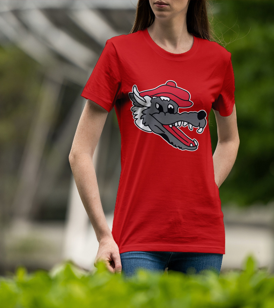 Ridgemont Wolves Cartoon Wolf In Red Beret T-Shirt