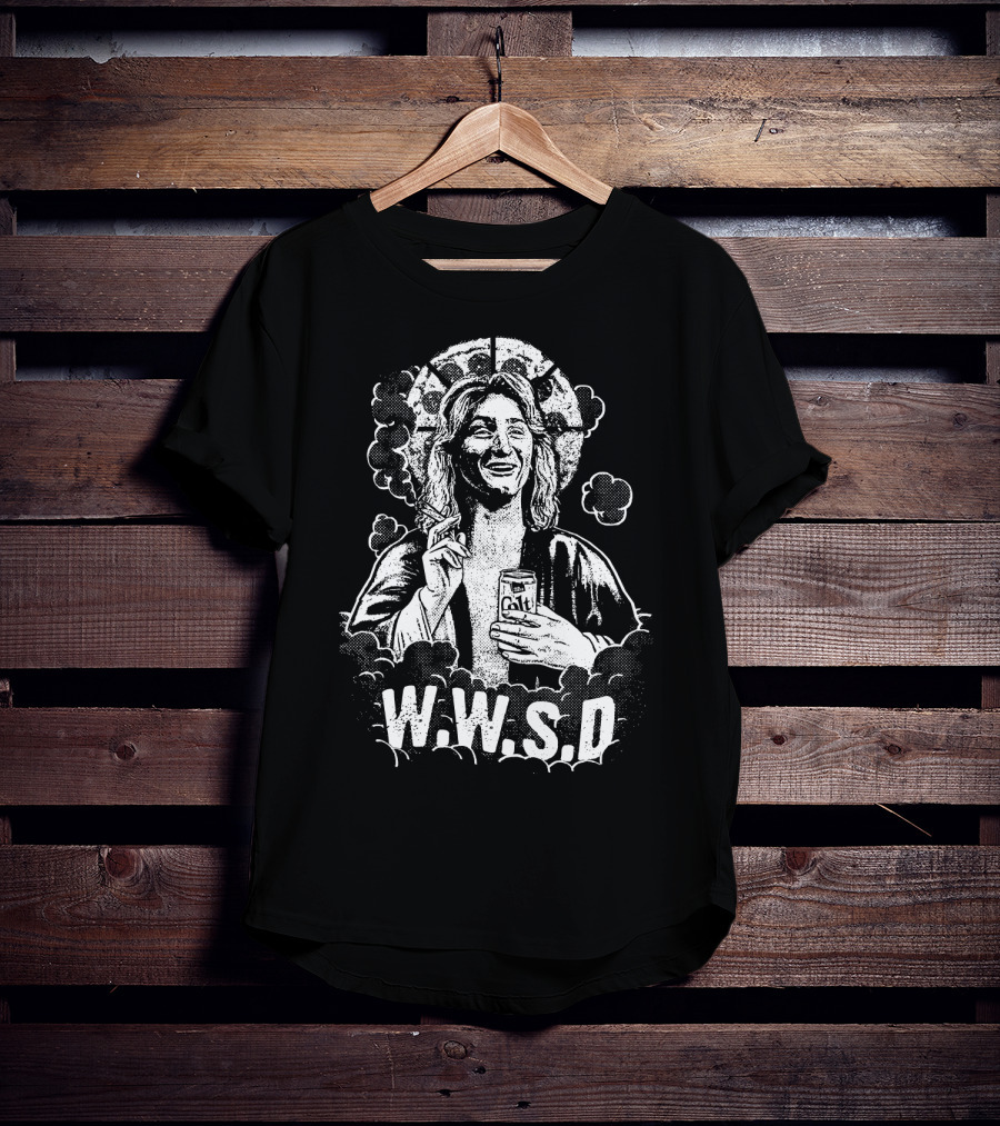 Fast Times WWSD Spicoli With Malt Can And Halo T-Shirt