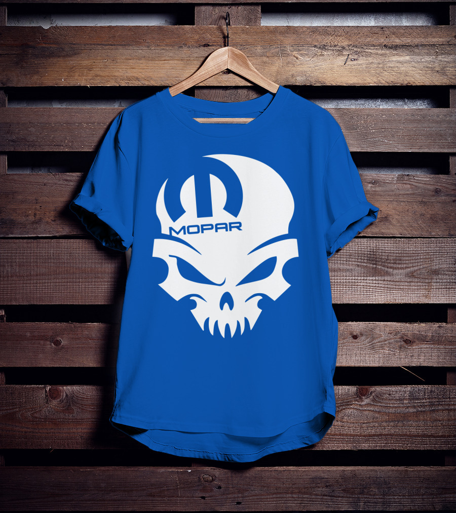 Mopar Skull Logo Blue Background T-Shirt