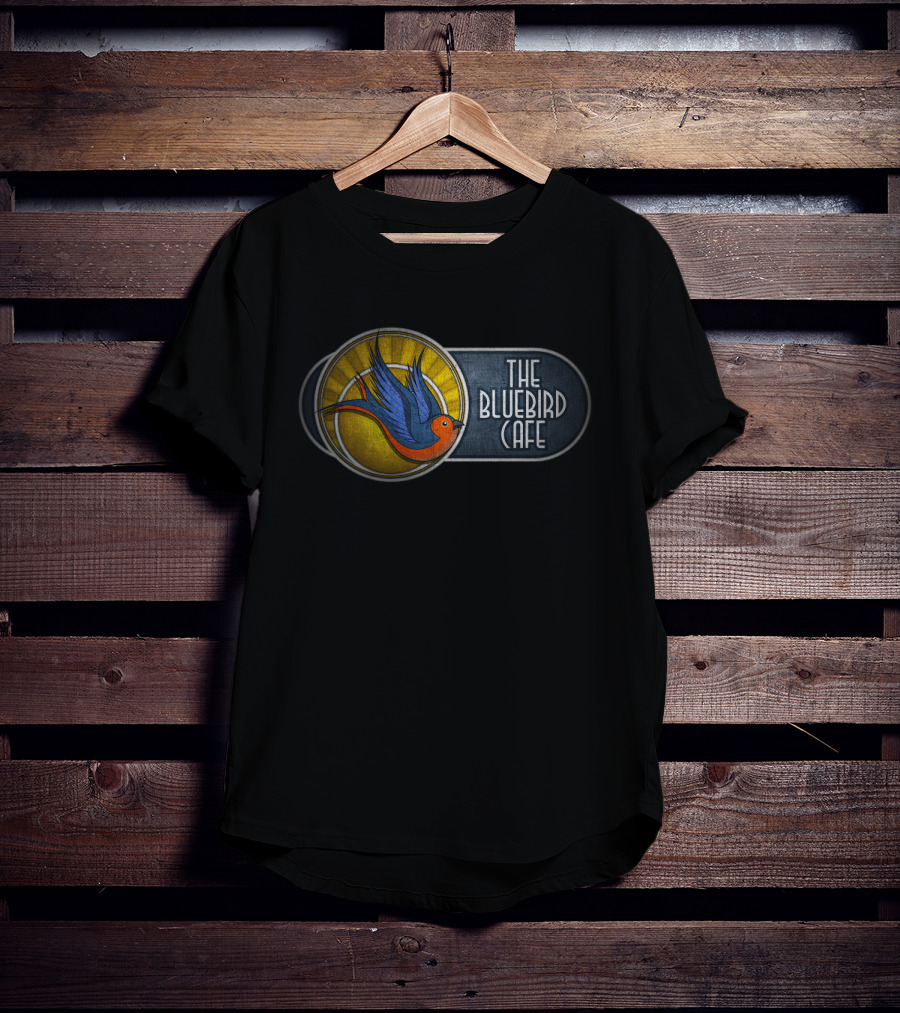 The Bluebird Cafe Retro Blue And Orange Bird T-Shirt