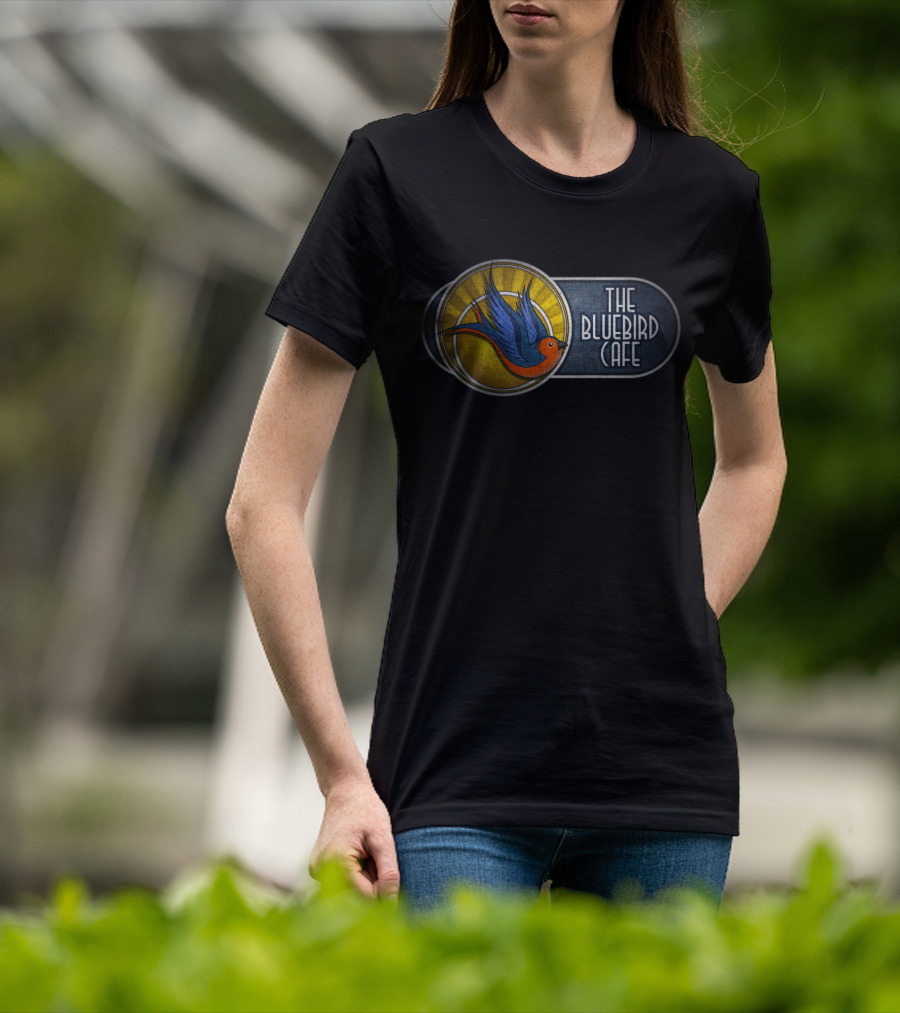 The Bluebird Cafe Retro Blue And Orange Bird T-Shirt