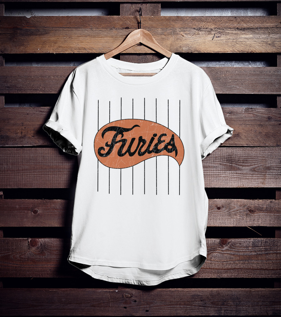 Furies Retro Baseball Style Text With Vertical Stripes T-Shirt