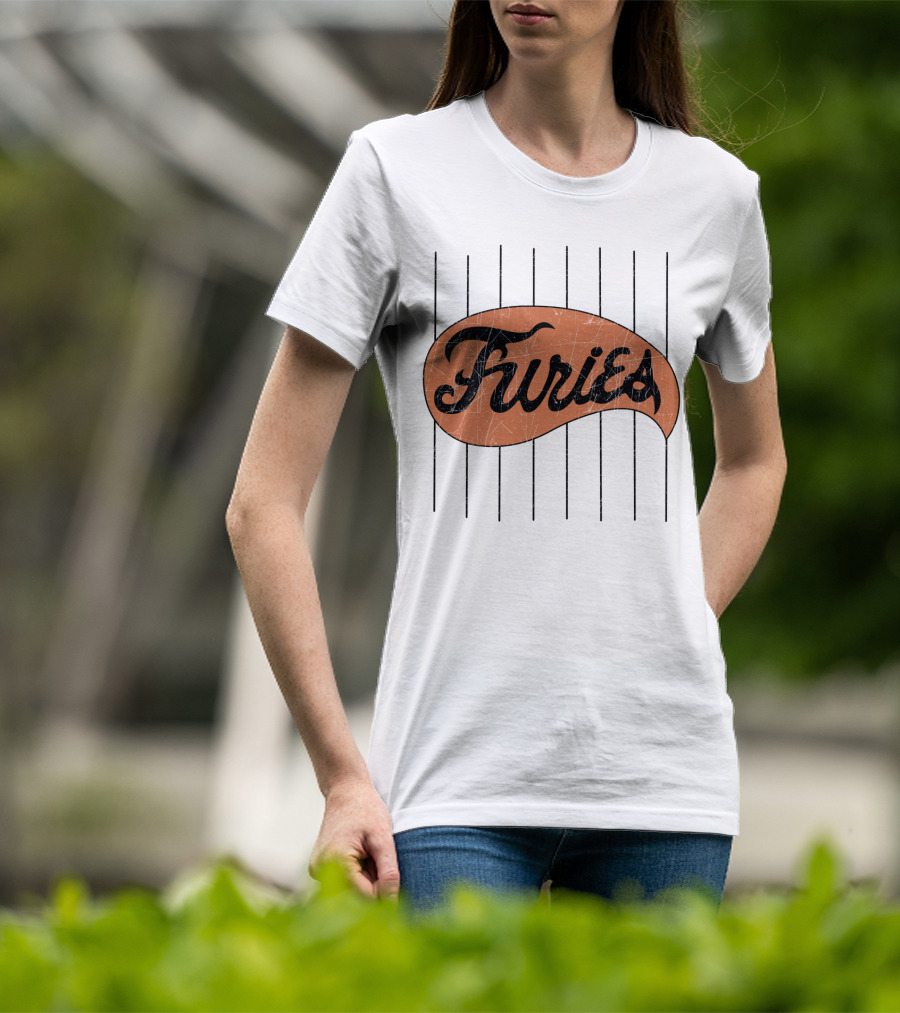 Furies Retro Baseball Style Text With Vertical Stripes T-Shirt