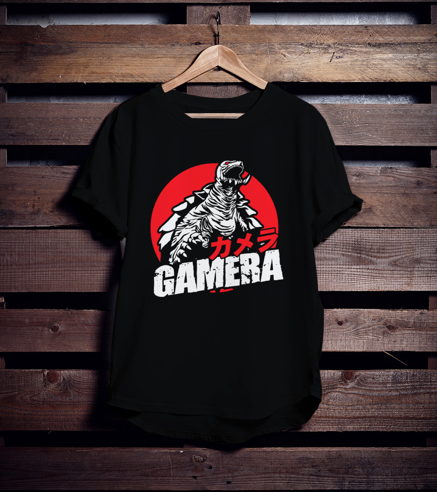 GAMERA Flying Turtle Kaiju Red Circle Background T-Shirt