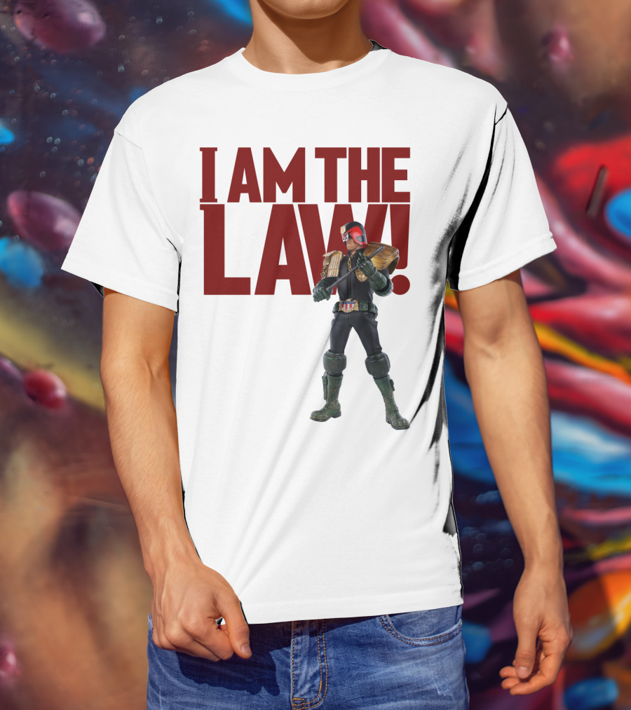 Judge Dredd I Am The Law Action Figure Stance T-Shirt