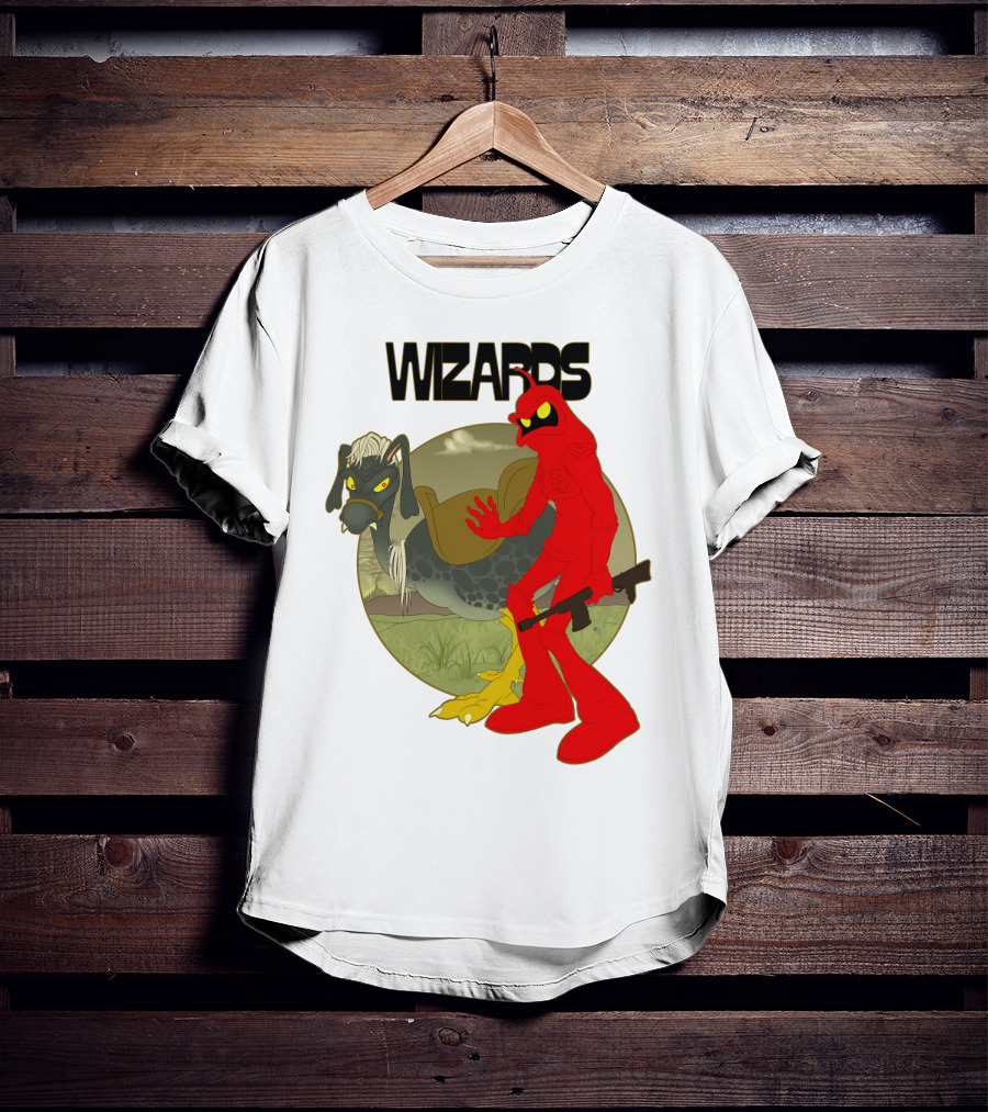 Wizards Animation Character With Red Humanoid And Armed Bird T-Shirt