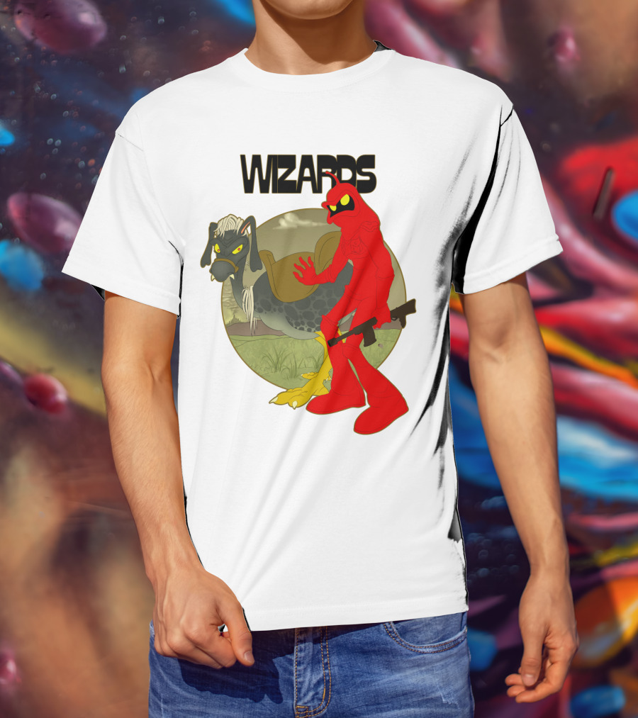 Wizards Animation Character With Red Humanoid And Armed Bird T-Shirt