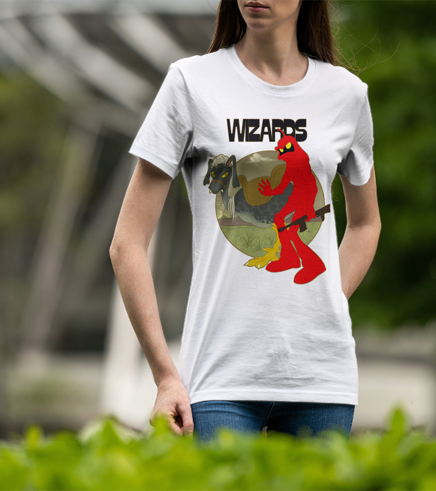 Wizards Animation Character With Red Humanoid And Armed Bird T-Shirt