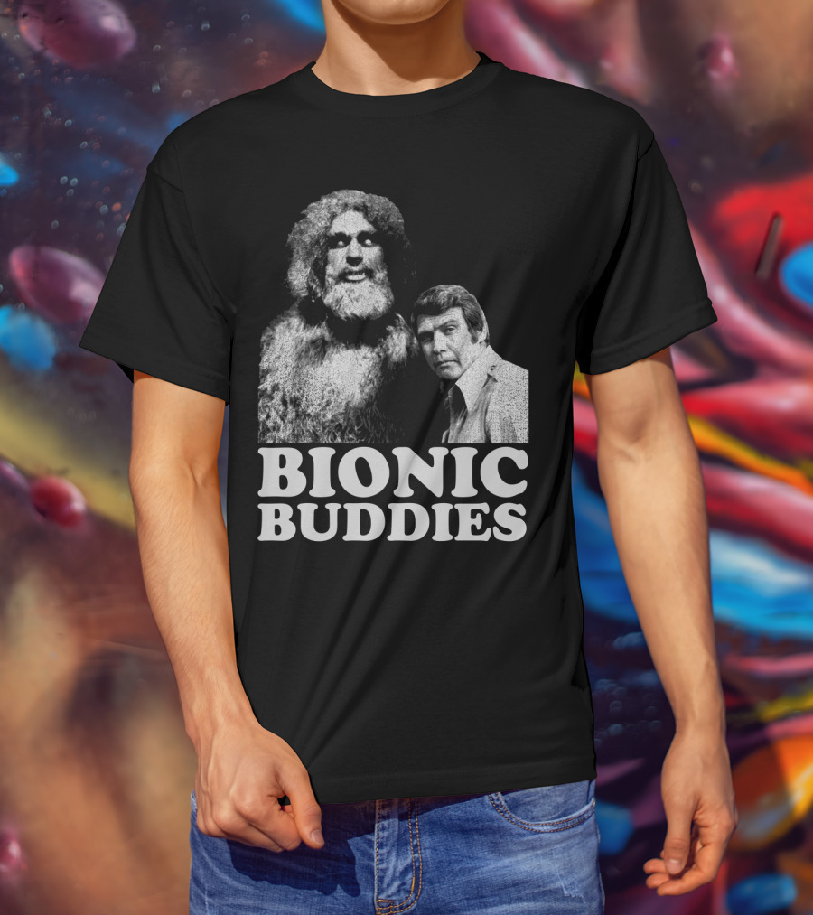 Six Million Dollar Man Bionic Buddies Retro TV Show Iconic Duo T-Shirt