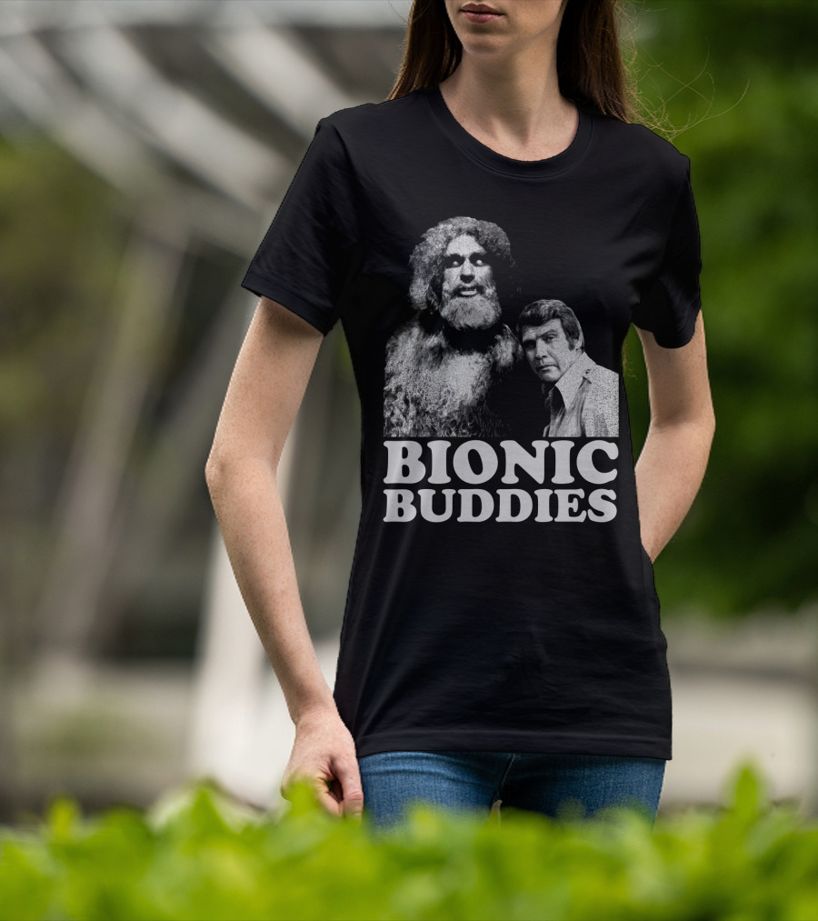Six Million Dollar Man Bionic Buddies Retro TV Show Iconic Duo T-Shirt