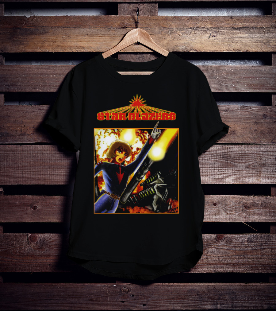 Star Blazers Anime Character In Action Scene With Explosions And Giant Mecha T-Shirt