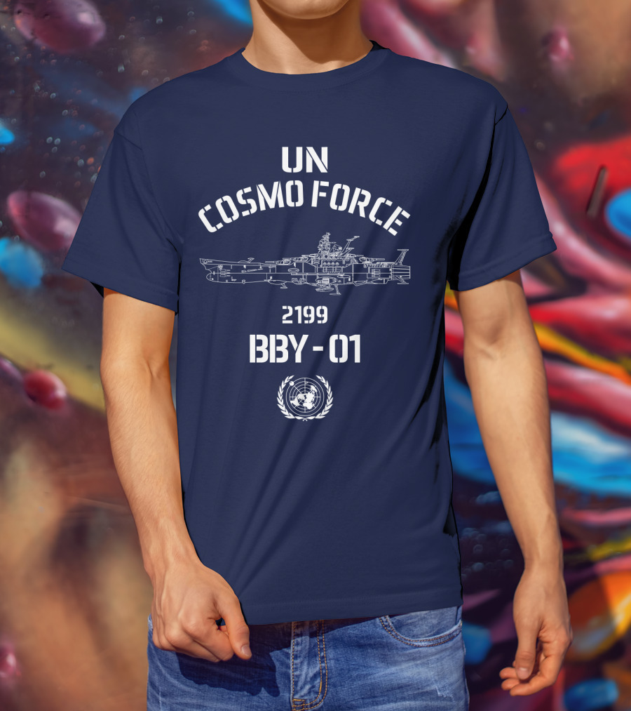 UN Cosmo Force 2199 BBY-01 Spaceship Blueprint T-Shirt
