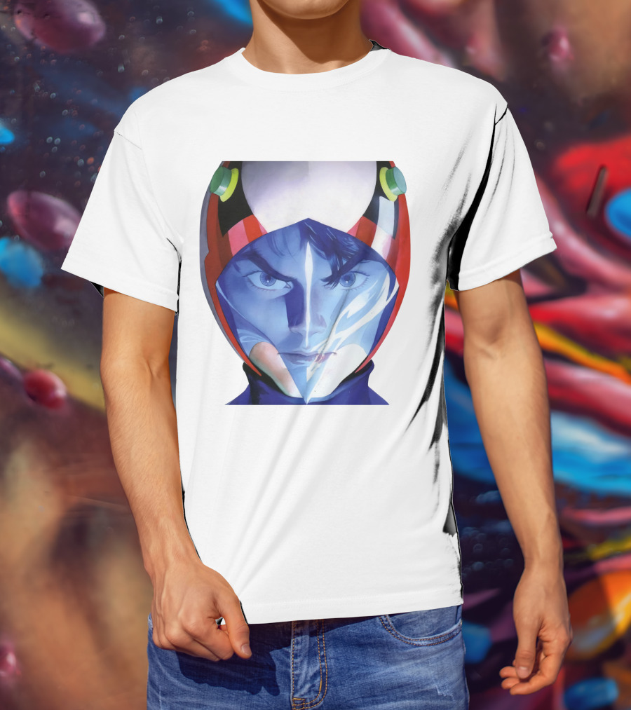 Battle Of The Planets GuideBook Helmet Face Close-Up T-Shirt
