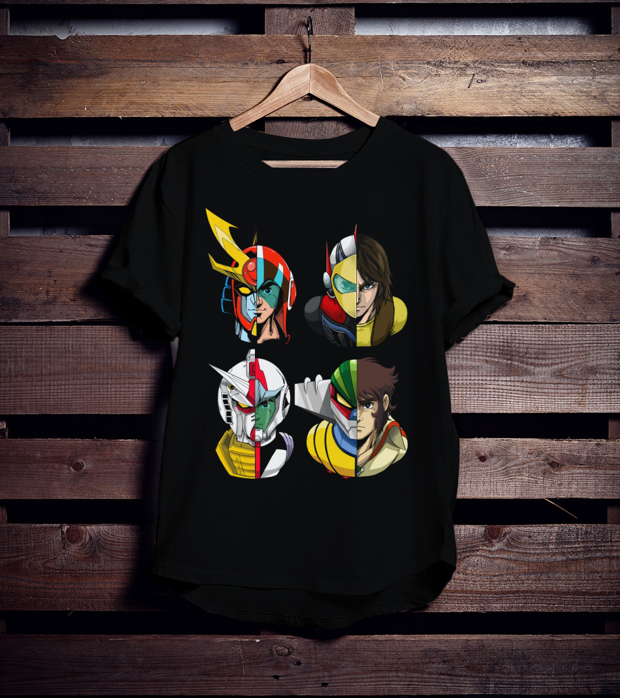 Duke Fleed Jeeg Gundam Daitarn Iconic Mecha Heroes Fusion T-Shirt