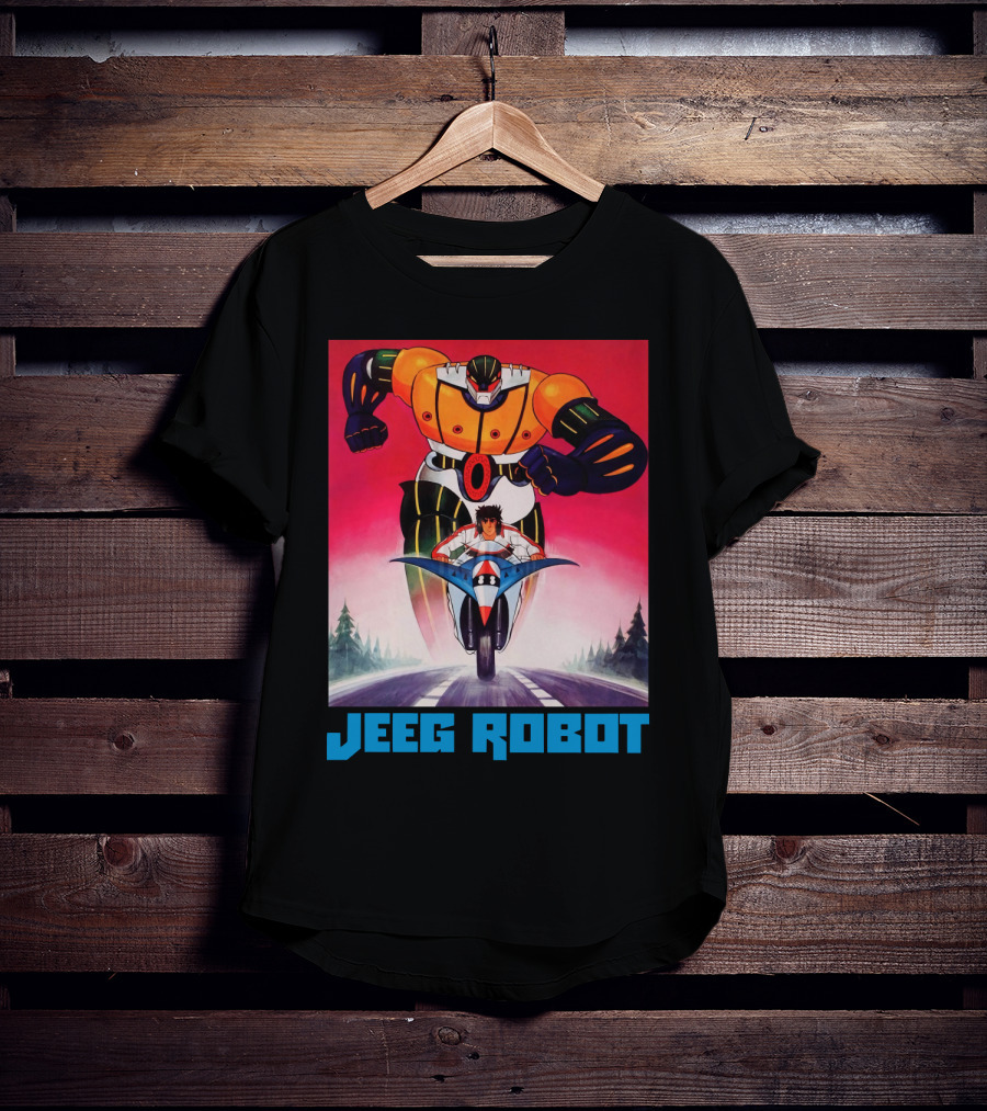 Jeeg Robot Anime Character With Motorcycle Racing T-Shirt