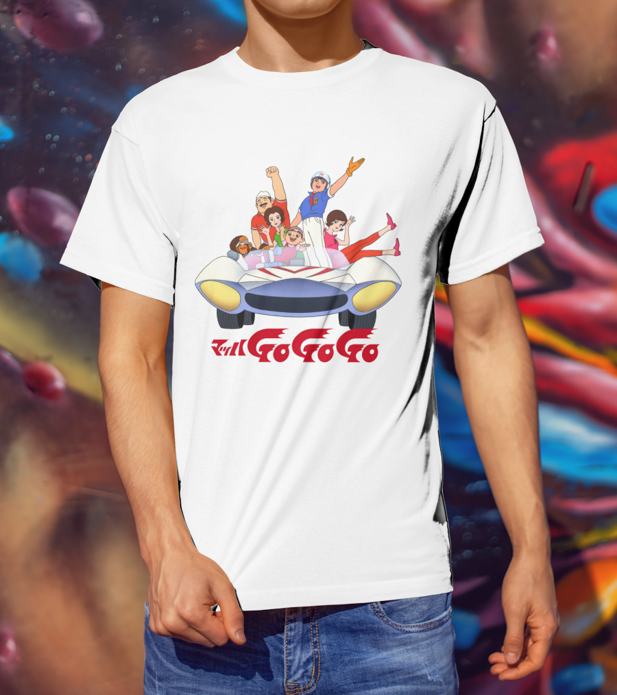 Mach GoGoGo Anime Group In Classic Racing Car T-Shirt