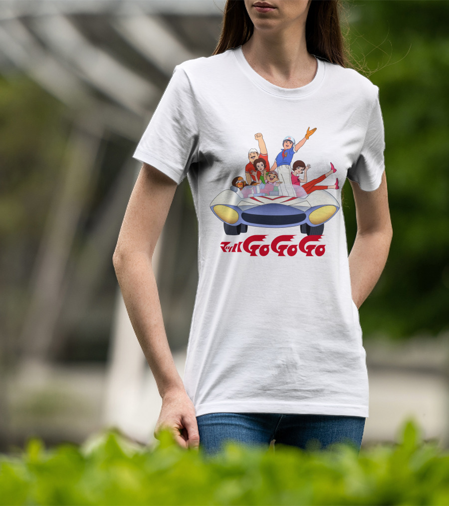 Mach GoGoGo Anime Group In Classic Racing Car T-Shirt