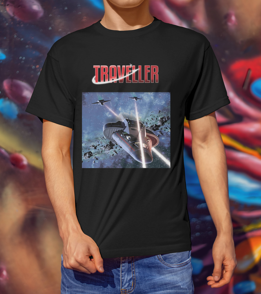 Traveller Space Adventure Cosmic Battle Scene T-Shirt