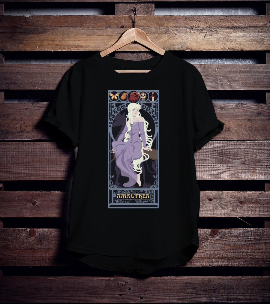 Amalthea The Last Unicorn Fantasy Vintage Style Art Nouveau T-Shirt
