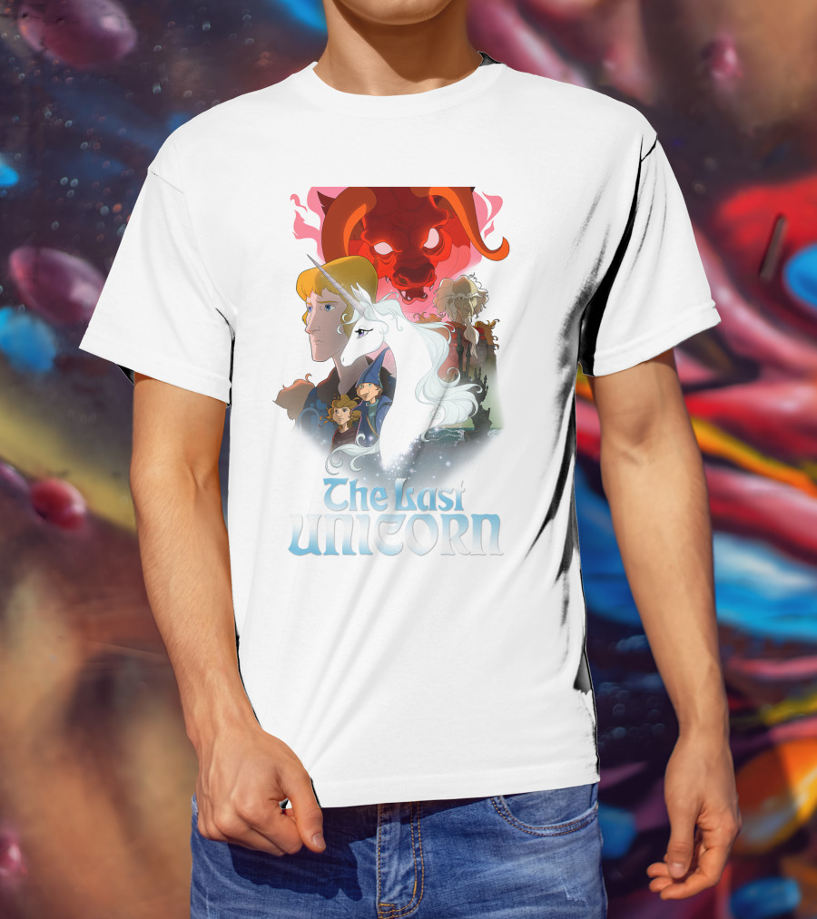 The Last Unicorn Animated Fantasy Characters And Red Bull Face T-Shirt