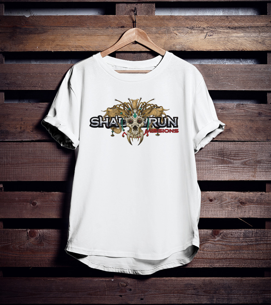 Shadowrun Missions Skull With Horns And Jewels T-Shirt